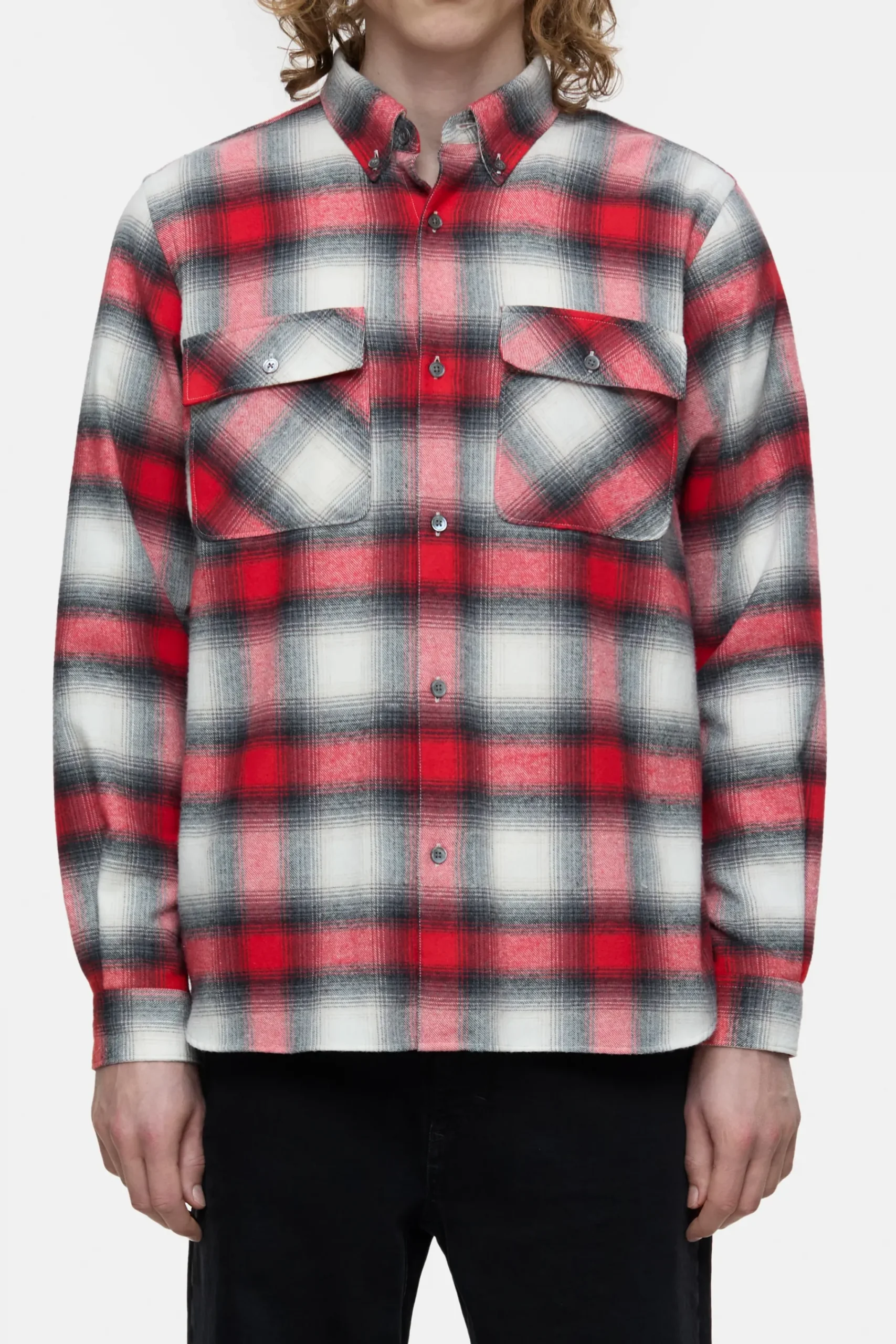 Closed Hemden*Flanell-Hemd Hibiscusred