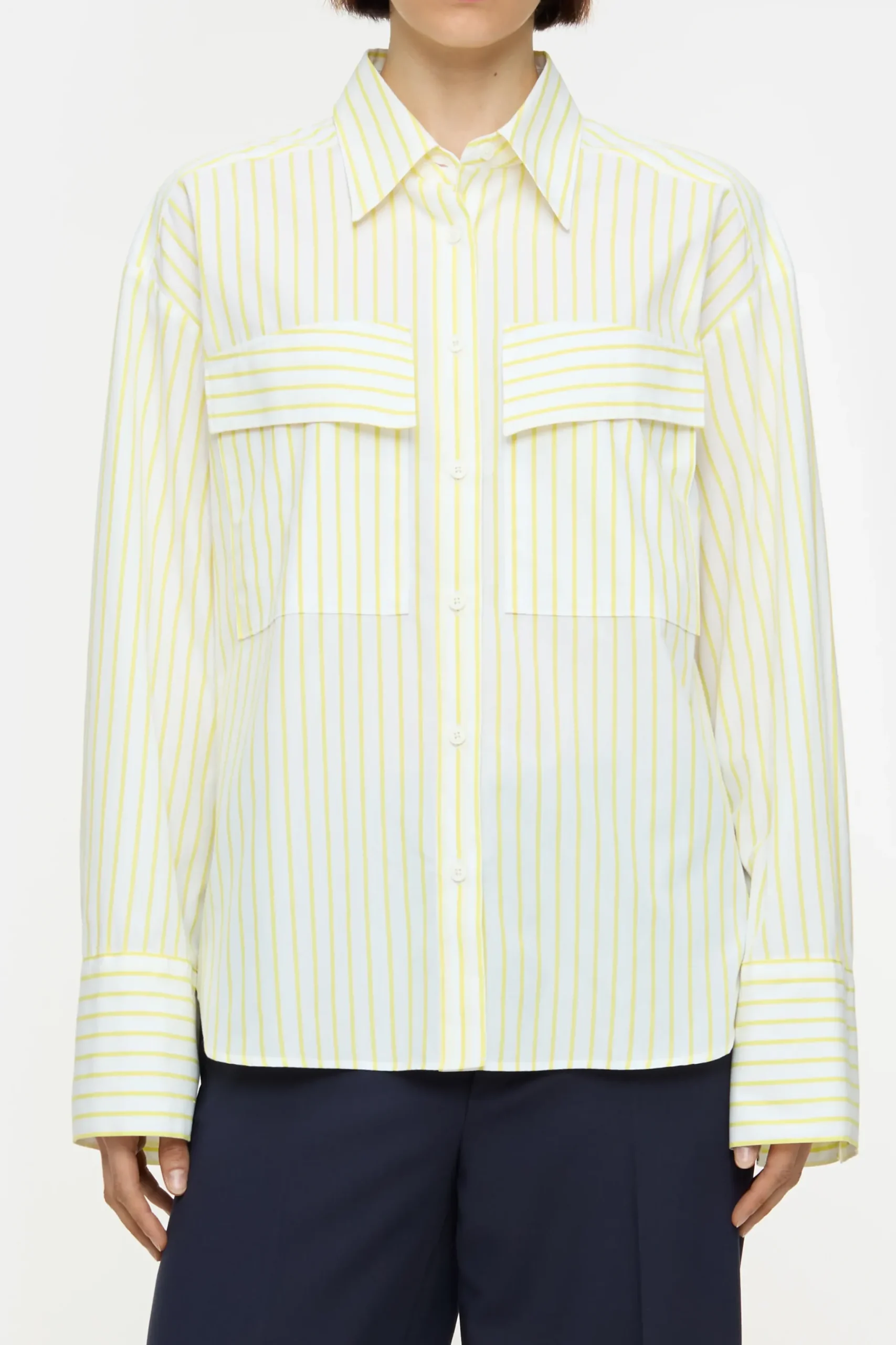 Closed Shirts & Blusen*Gestreifte Hemdbluse aus Baumwolle Lemonyellow