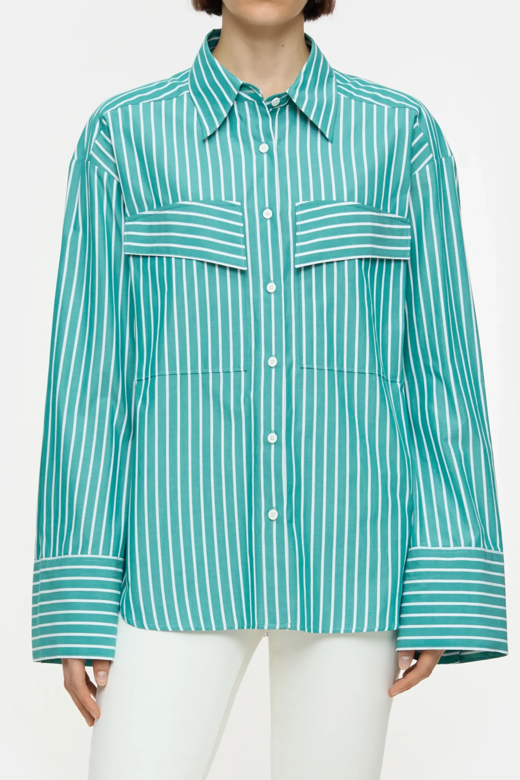 Closed Shirts & Blusen*Gestreifte Hemdbluse aus Baumwolle Meadowgreen