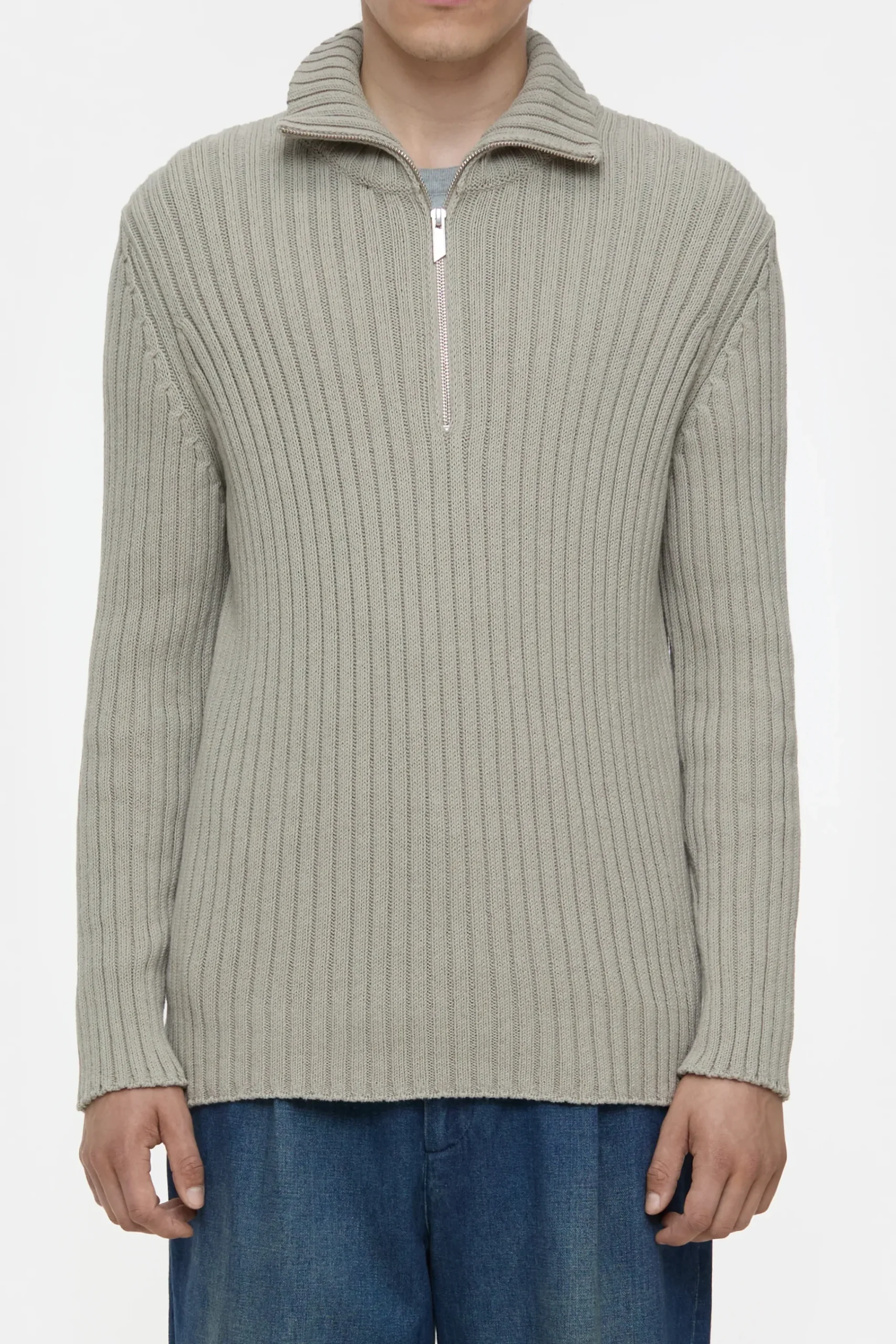 Closed Strick*Half-Zip-Pullover aus Baumwoll-Mix Mudgrey