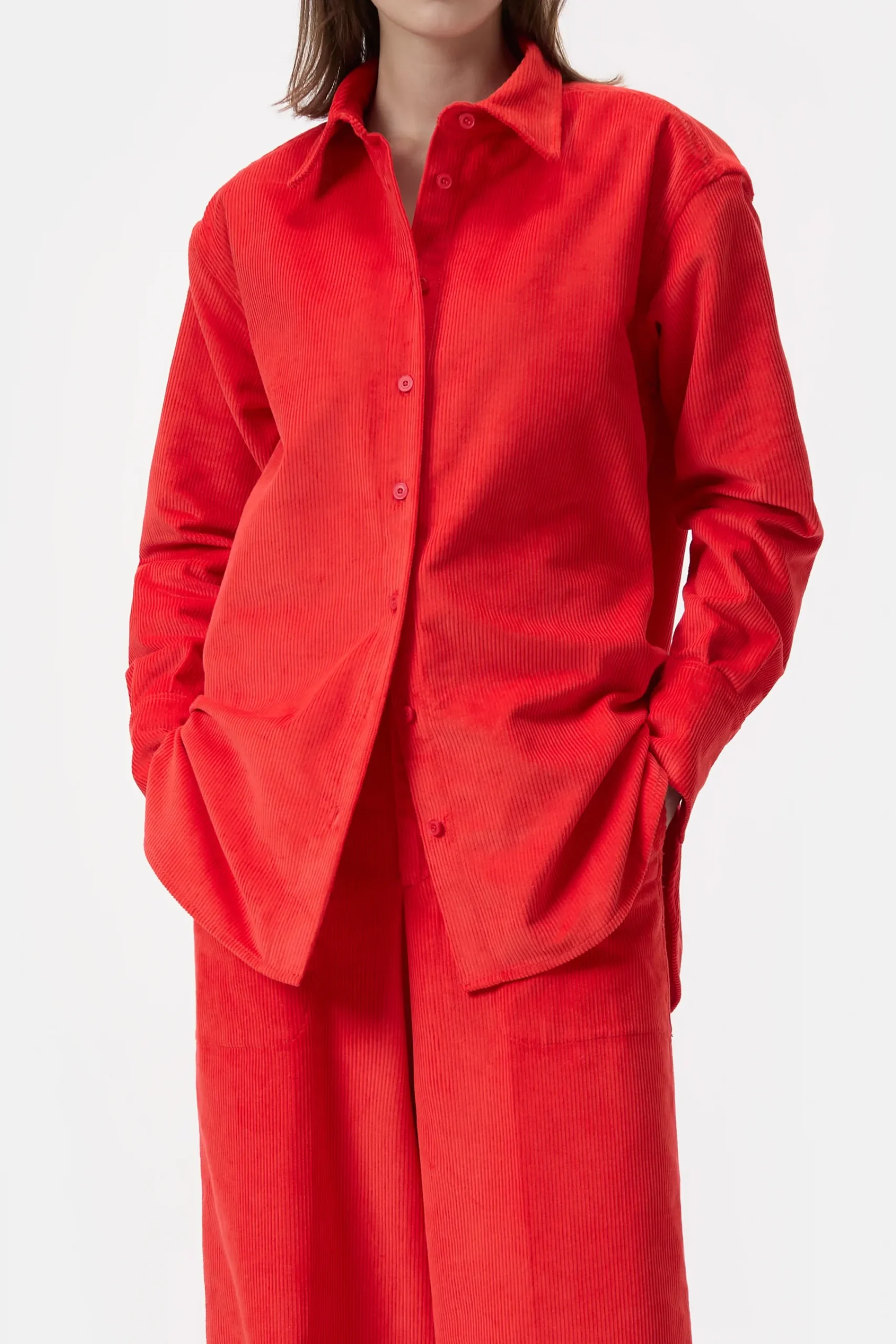 Closed Shirts & Blusen*Hemd aus Breitcord Hibiscusred