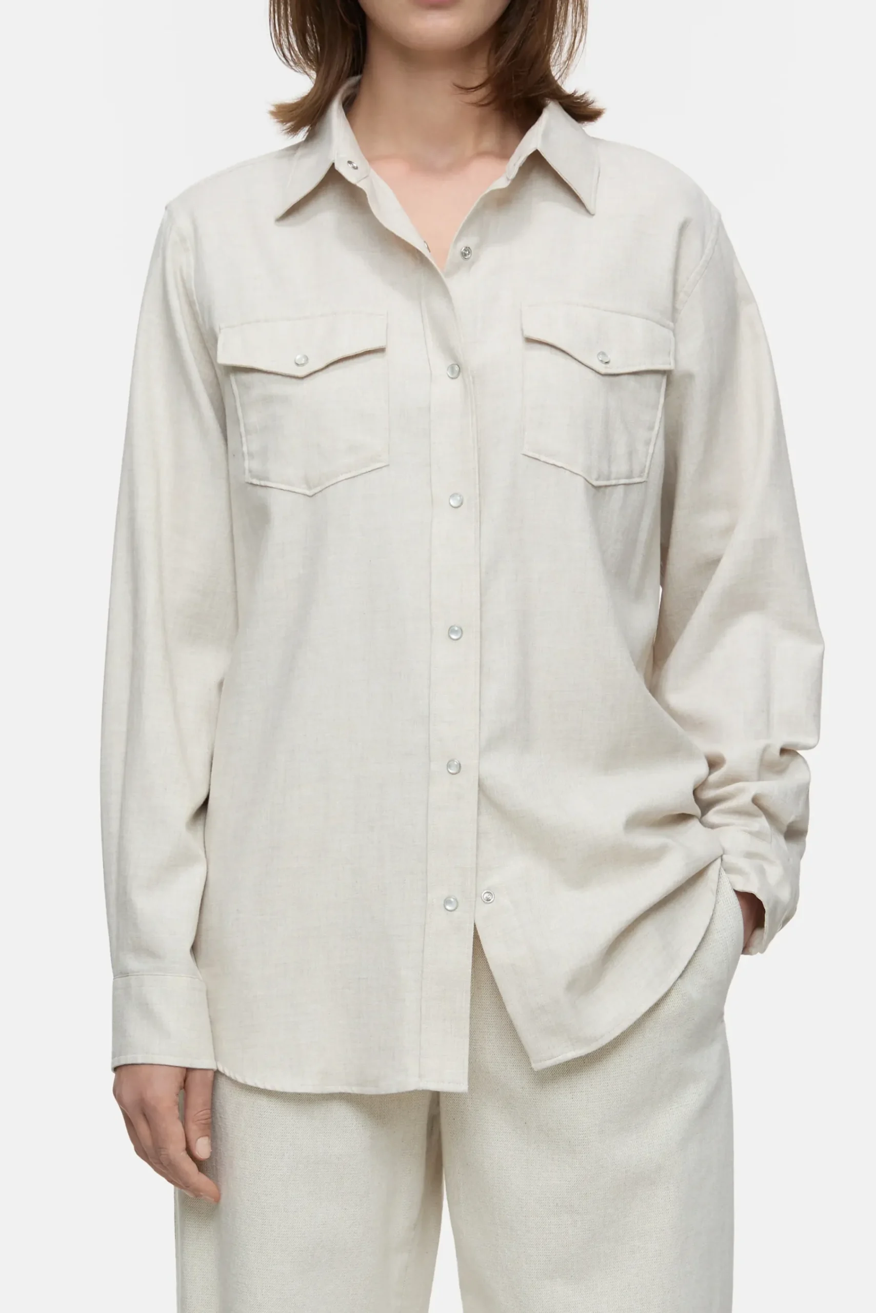 Closed Shirts & Blusen*Hemdbluse aus Baumwoll-Twill Pearlbeige