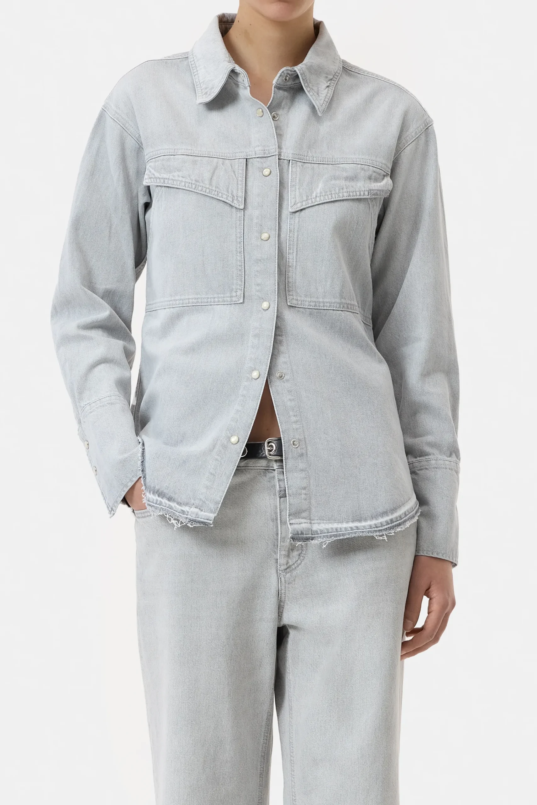 Closed Shirts & Blusen*Hemdbluse aus Denim Lightgrey