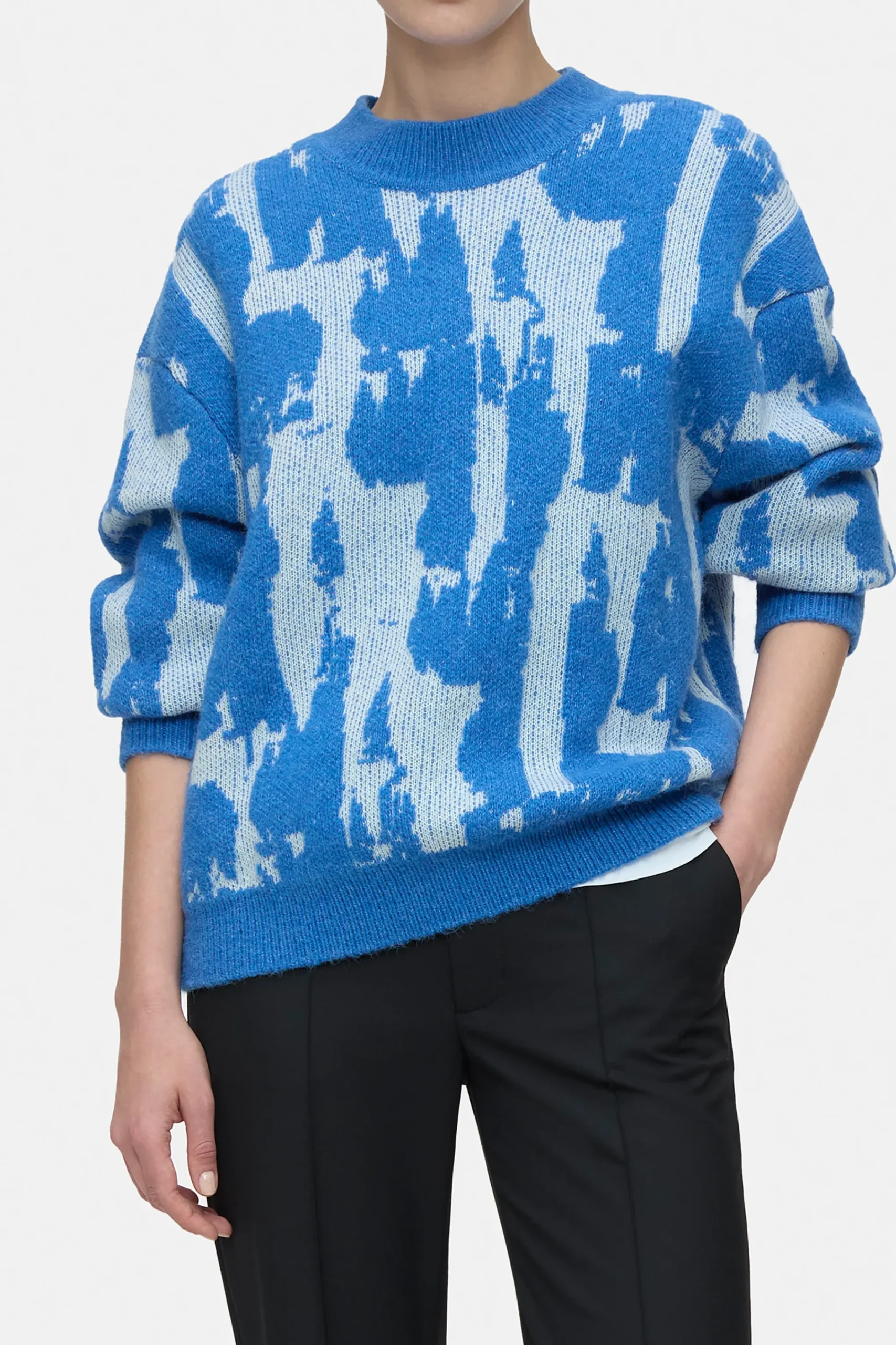 Closed Strick*Jacquard-Pullover aus Woll-Mix Lakeblue