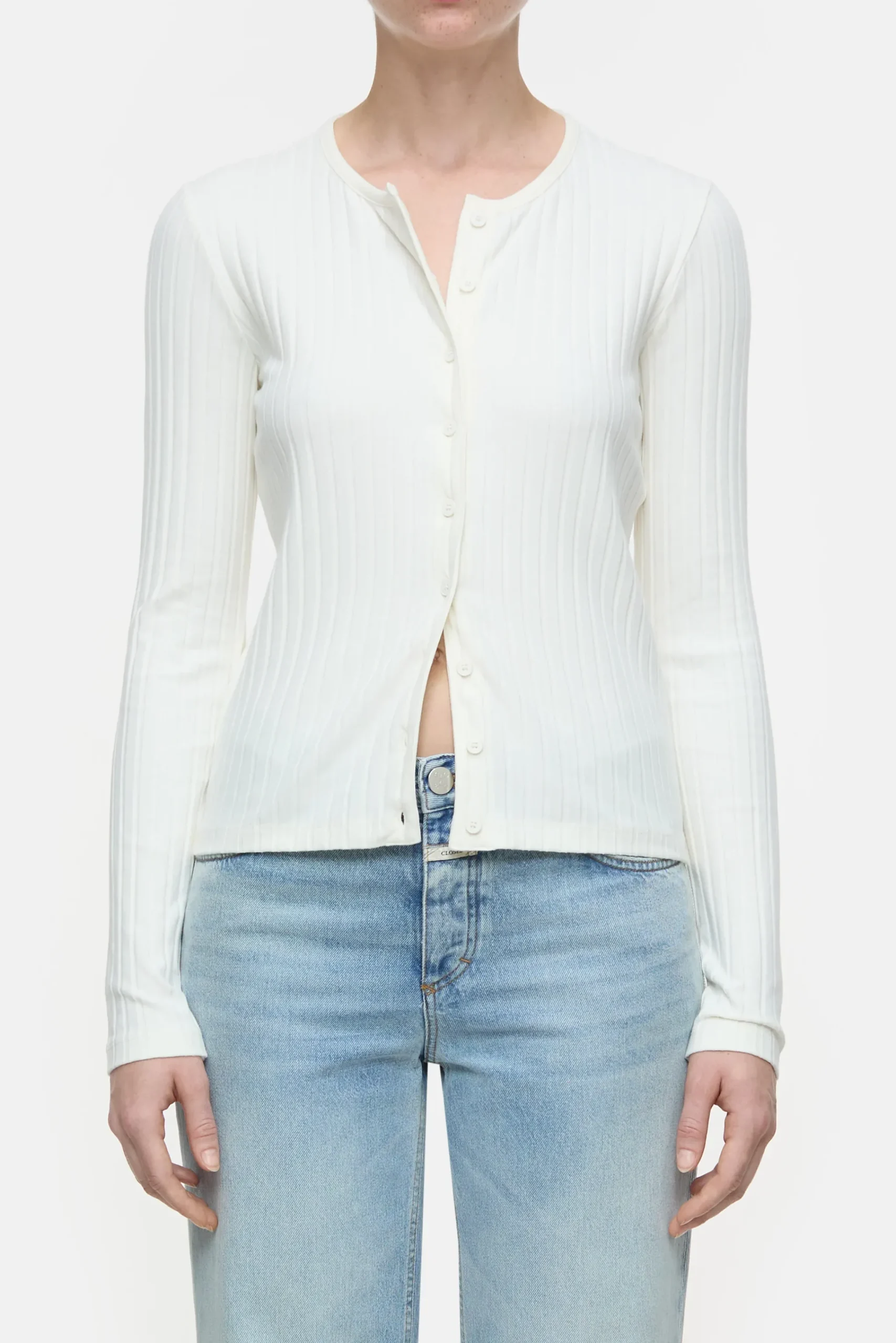 Closed T-shirts*Jersey-Cardigan aus Baumwoll-Mix Ivory