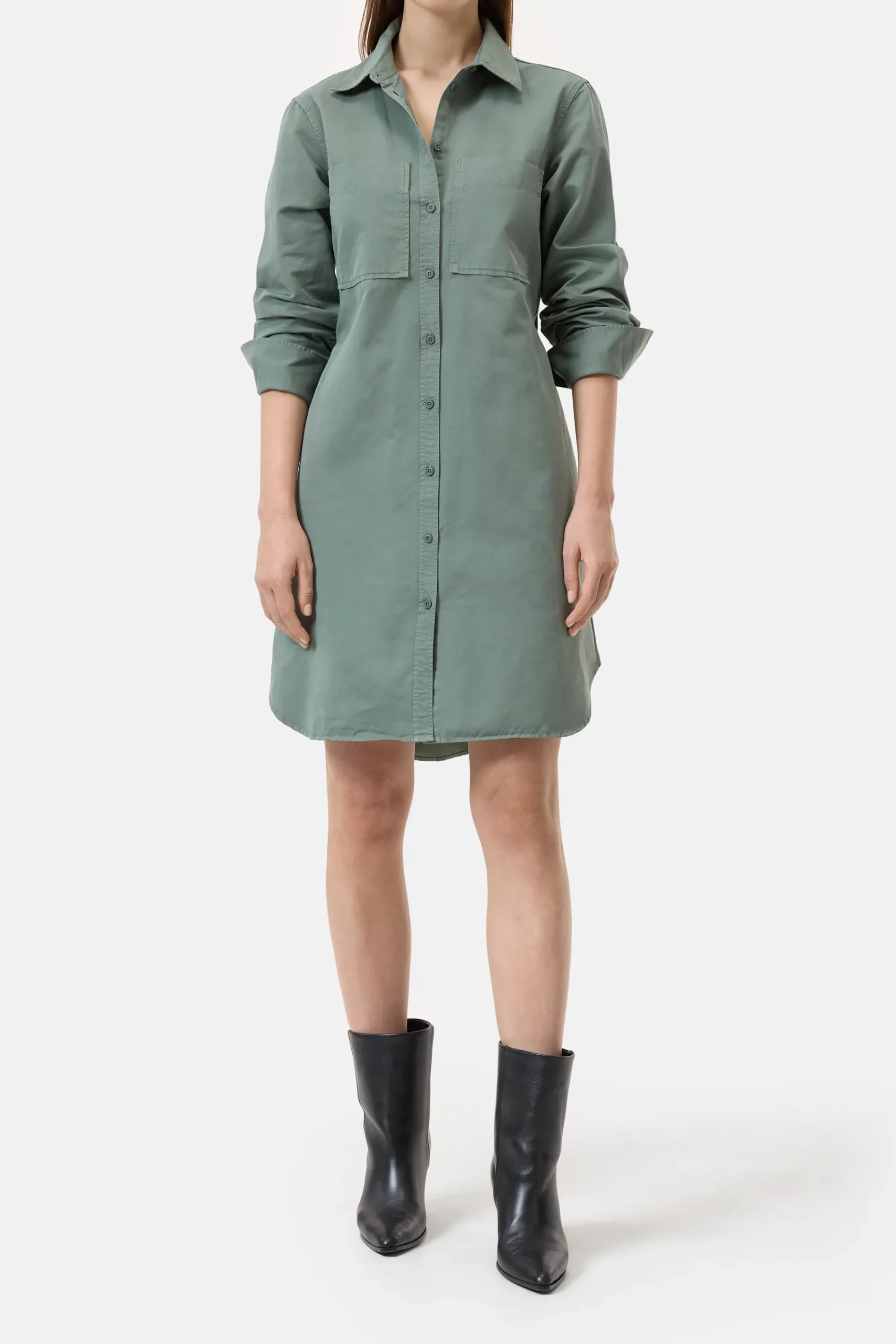 Closed Kleider*Kleid aus Baumwoll-Leinen-Mix Fadedgreen