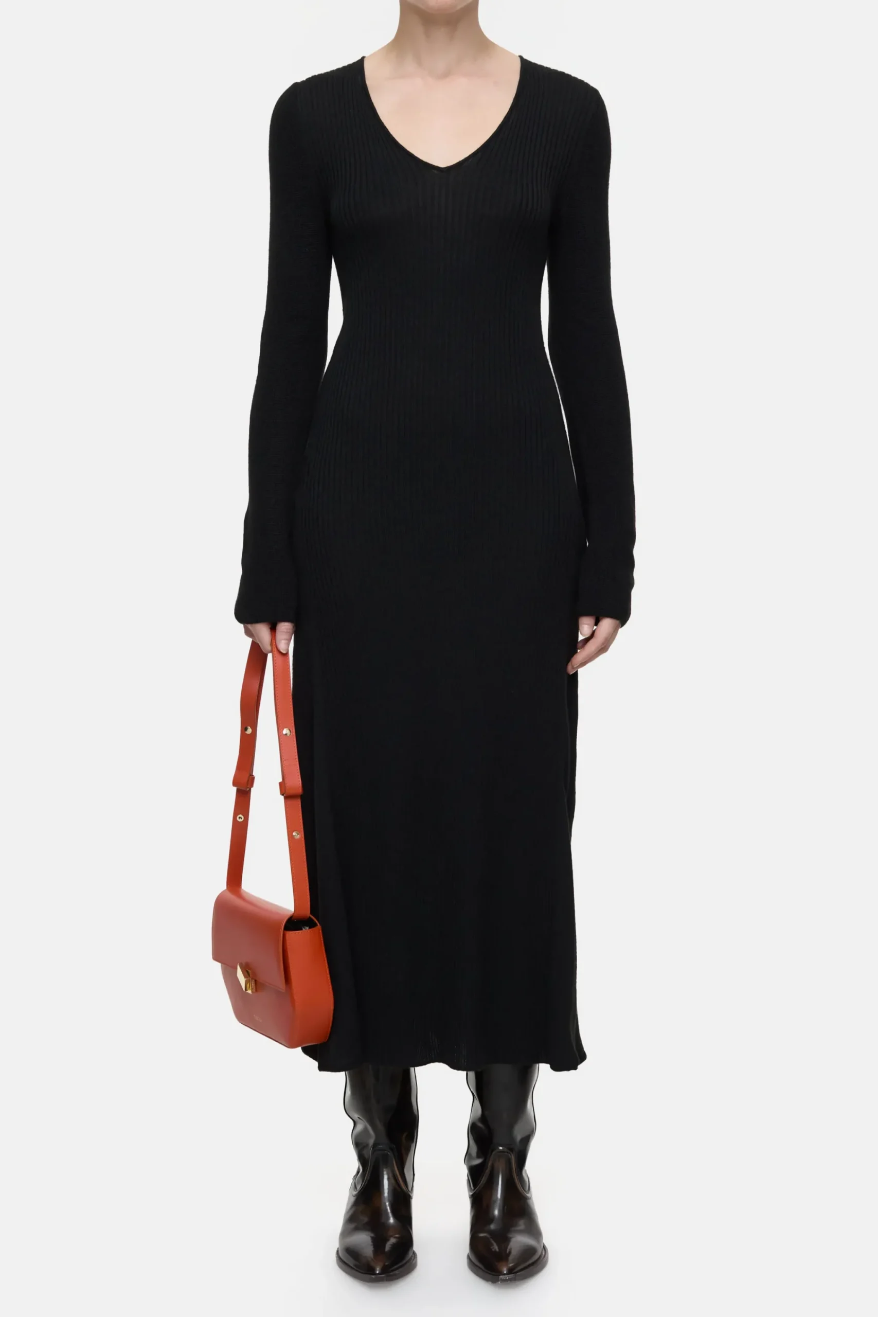 Closed Kleider*Kleid aus Rippstrick Black