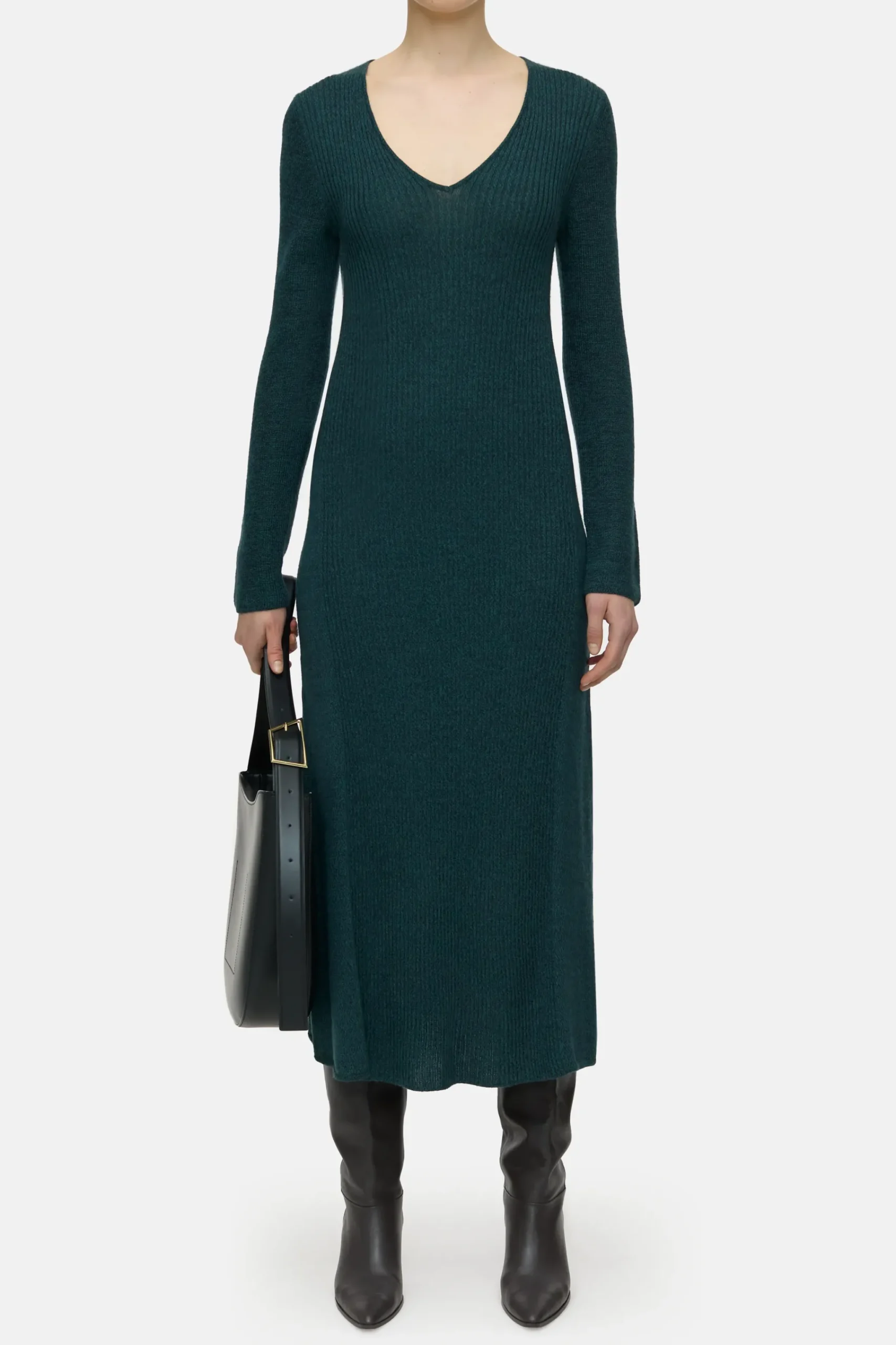 Closed Kleider*Kleid aus Rippstrick Pinigreen