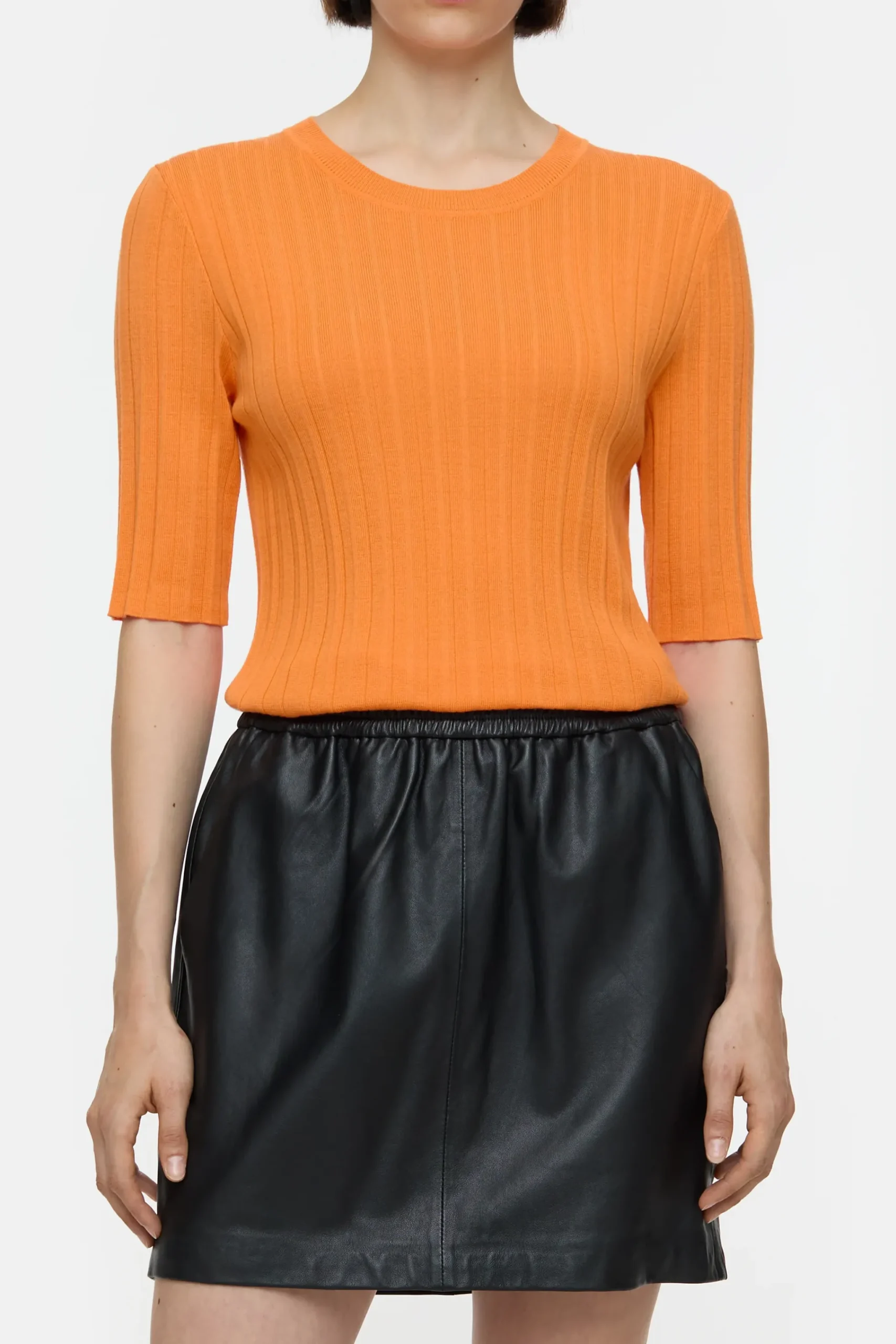 Closed Strick*Kurzarmshirt aus Woll-Seiden-Mix Pumpkinorange