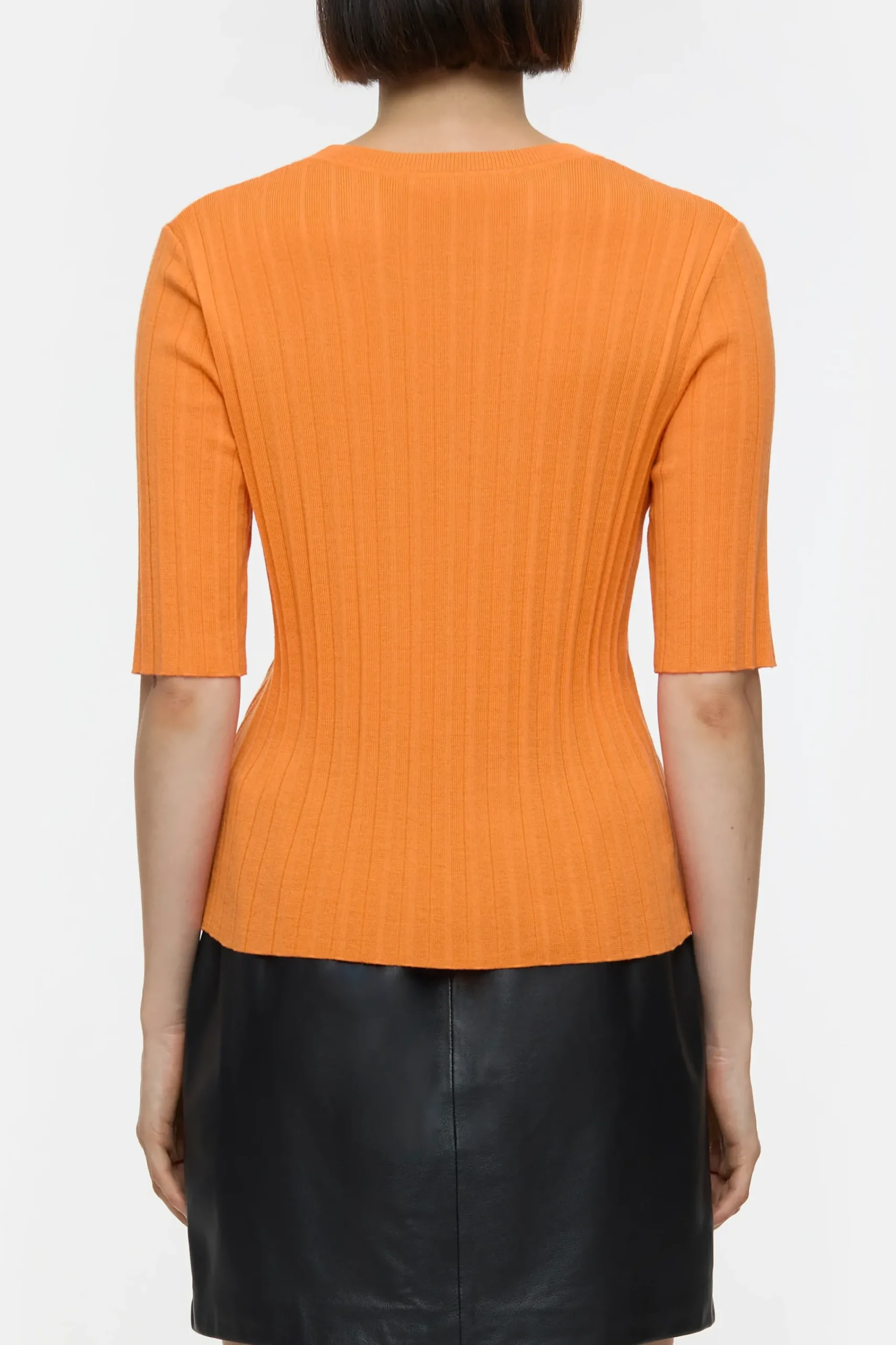 Closed Strick*Kurzarmshirt aus Woll-Seiden-Mix Pumpkinorange