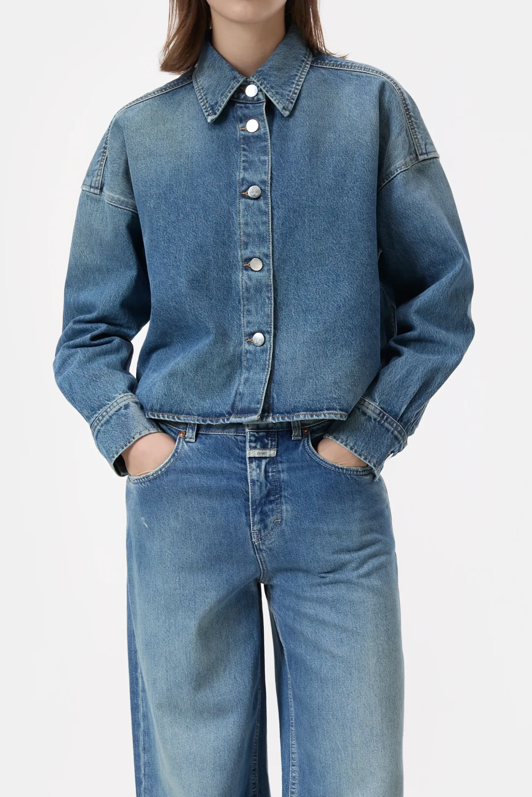 Closed Shirts & Blusen*Kurzes Jeanshemd Midblue