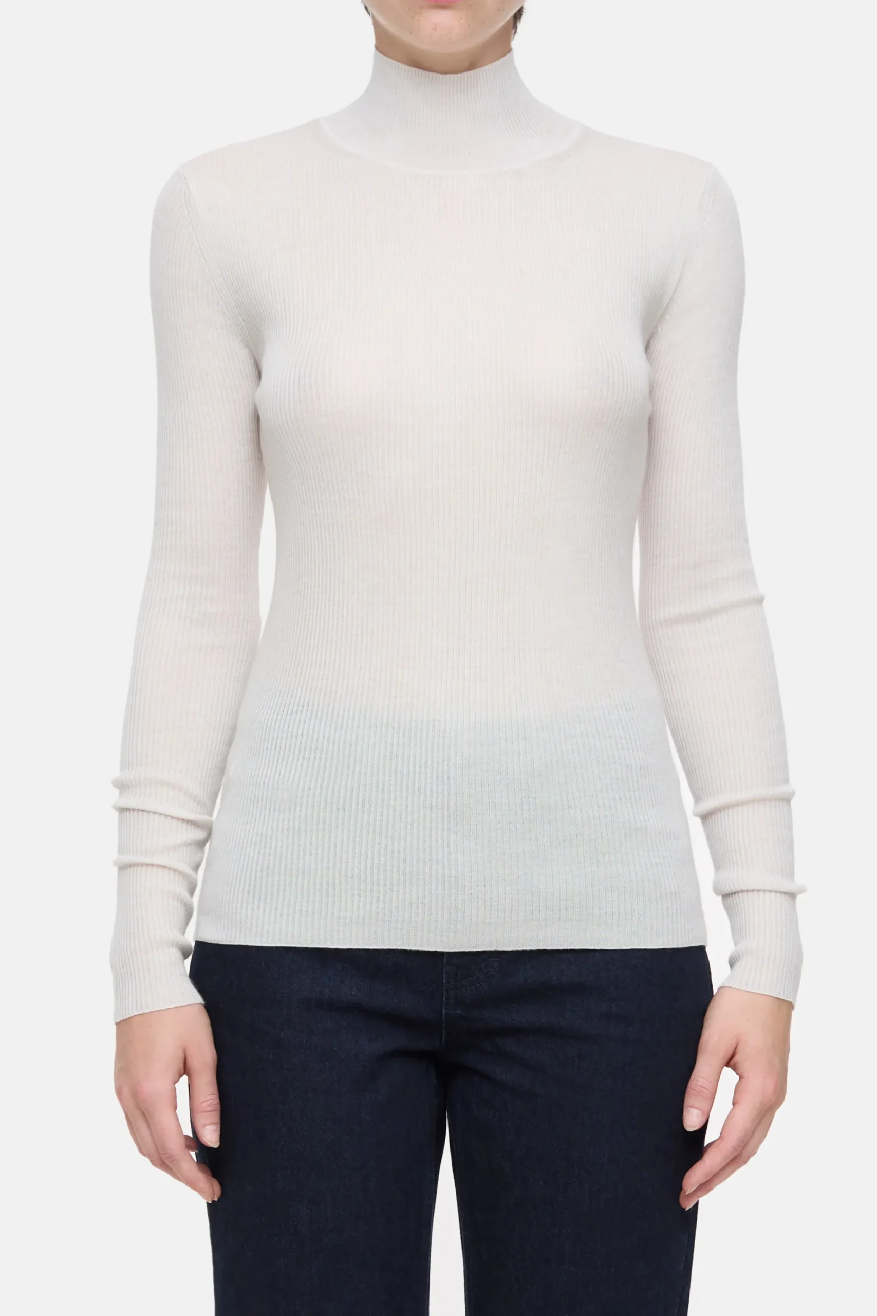 Closed Strick*Langarmshirt aus Woll-Mix Pearlbeige