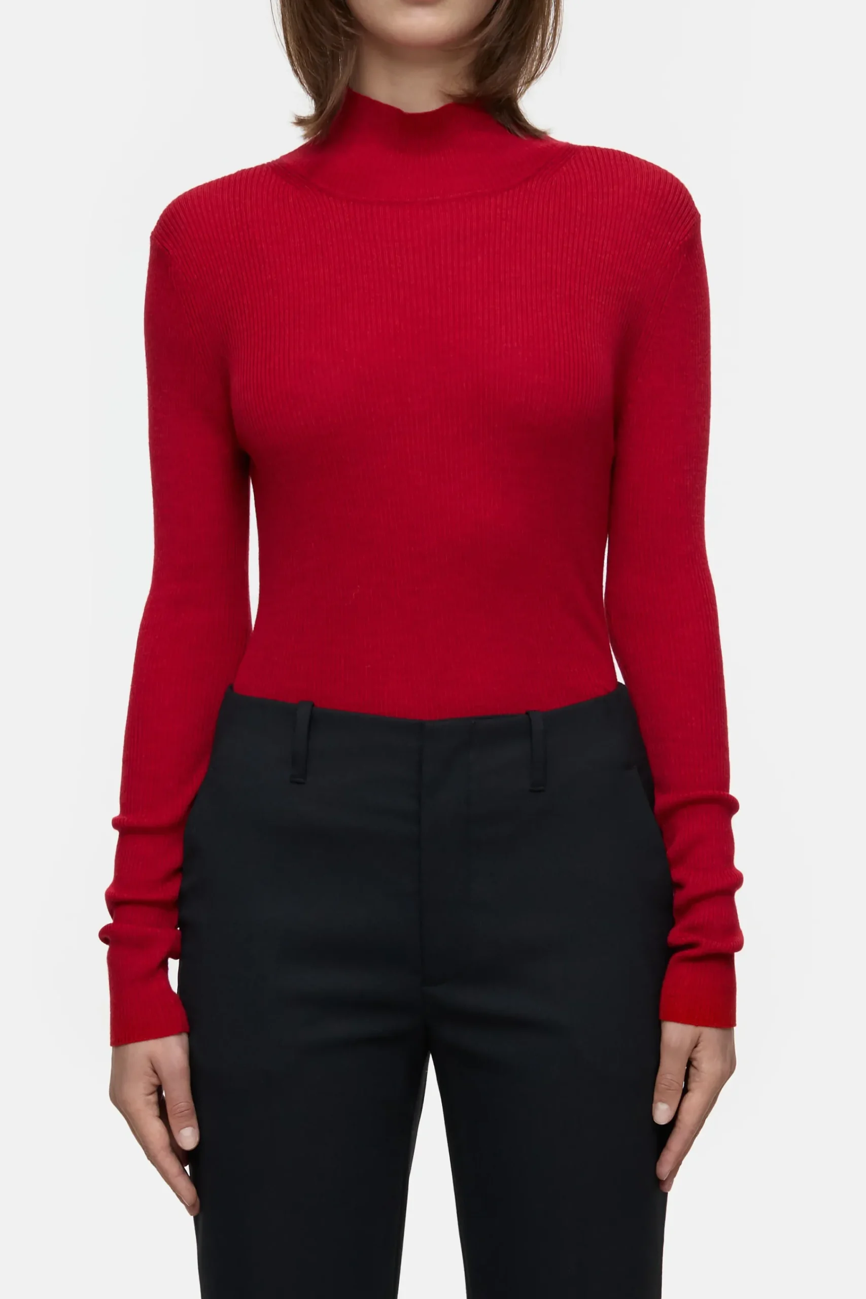 Closed Strick*Langarmshirt aus Woll-Mix Chilipepperred