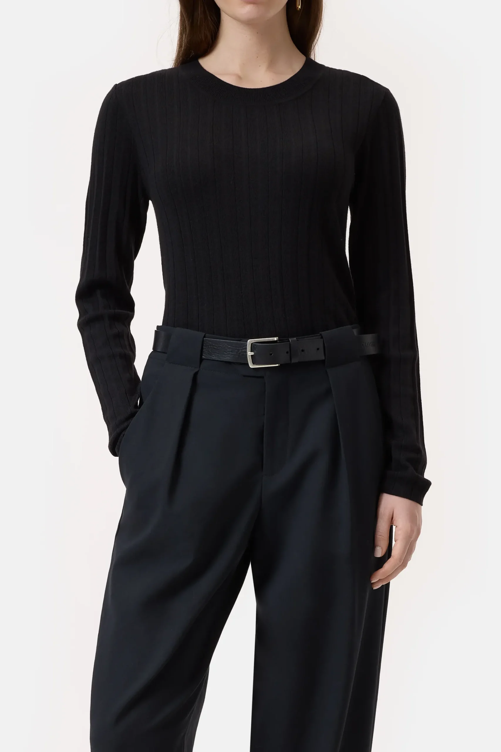 Closed Strick*Langarmshirt aus Woll-Seiden-Mix Black