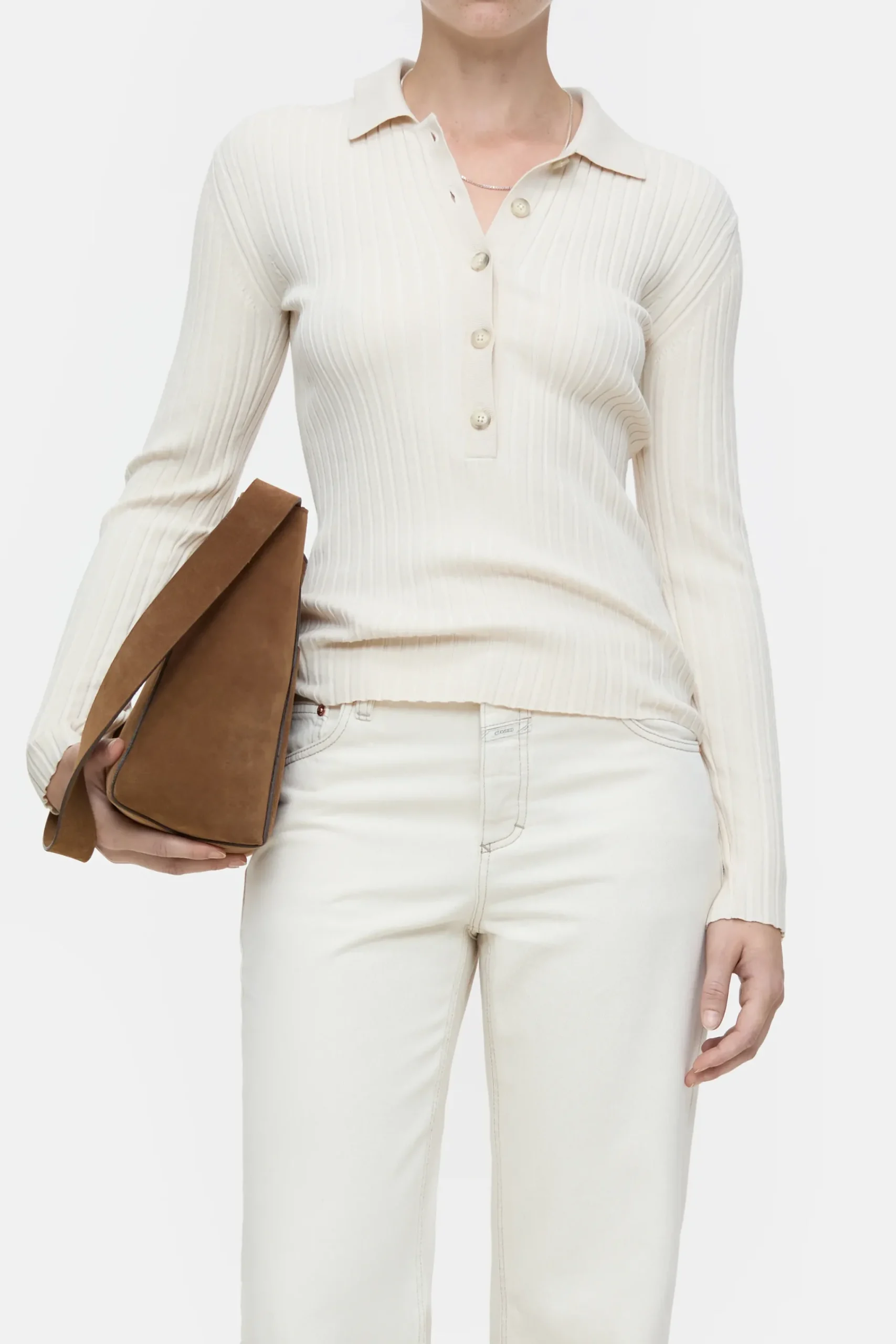 Closed Strick*Langarmshirt mit Polokragen Rawsilk