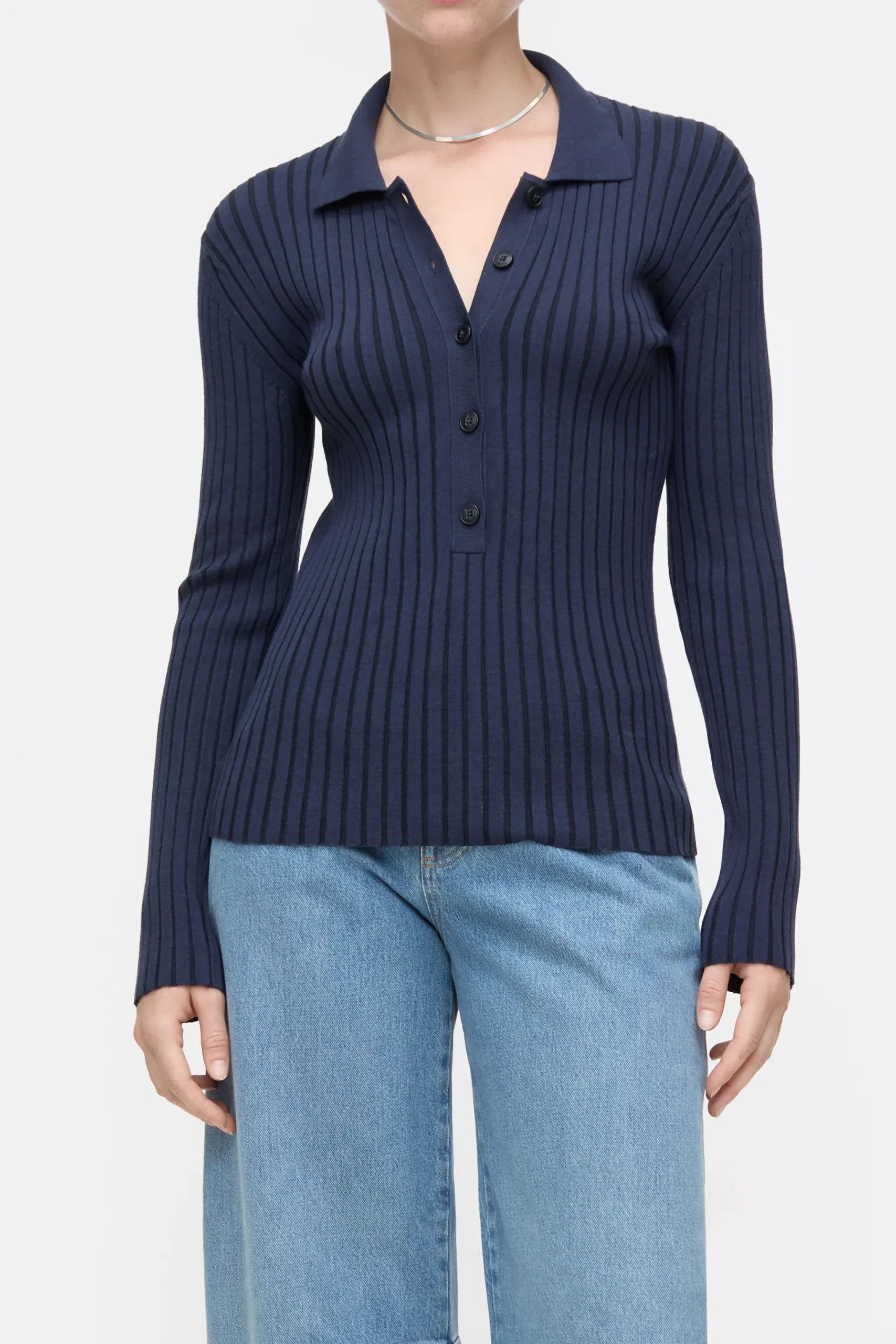 Closed Strick*Langarmshirt mit Polokragen Darknight