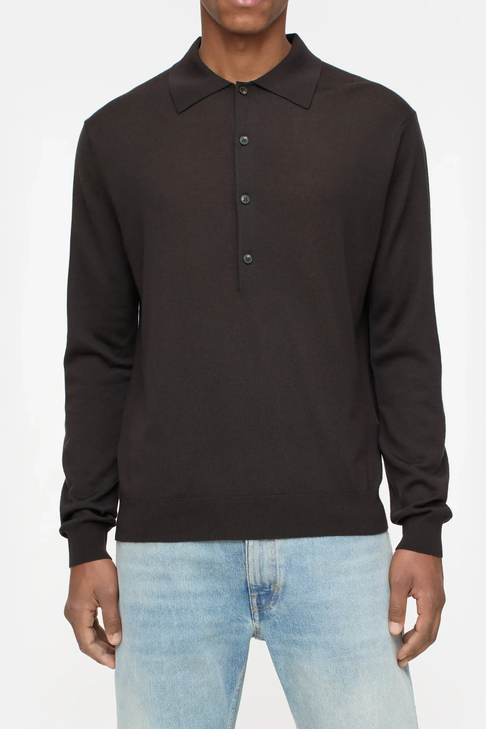 Closed Strick*Polo-Pullover aus Bio-Wolle Ebony