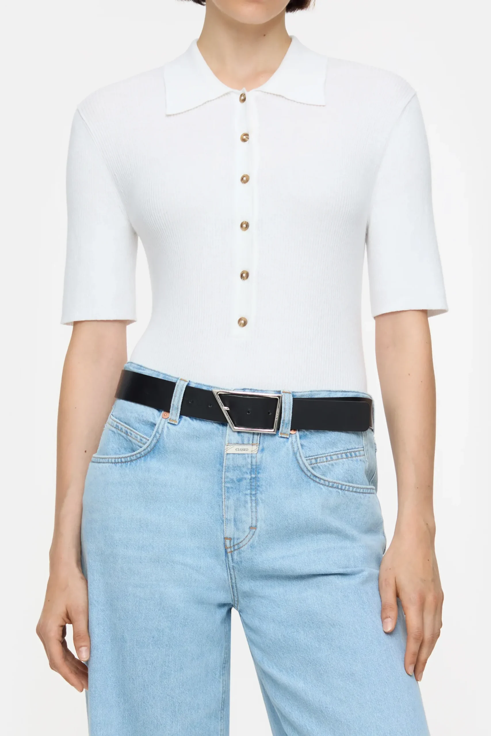 Closed Strick*Poloshirt aus Baumwoll-Kaschmir-Mix Ivory