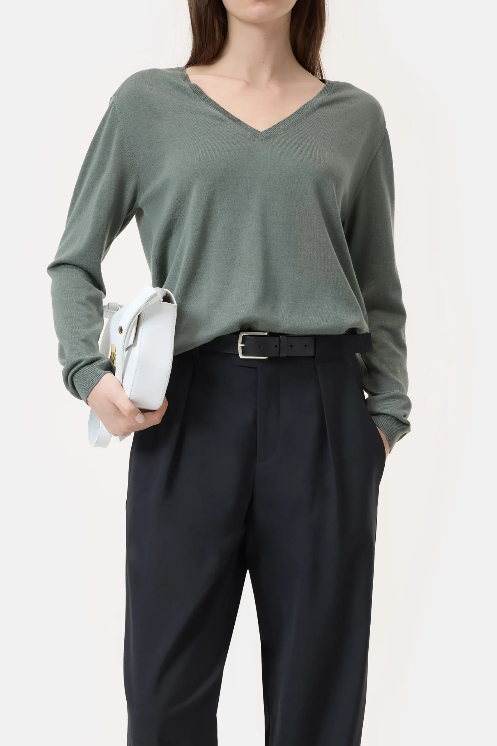 Closed Strick*Pullover aus Woll-Seiden-Mix Fadedgreen