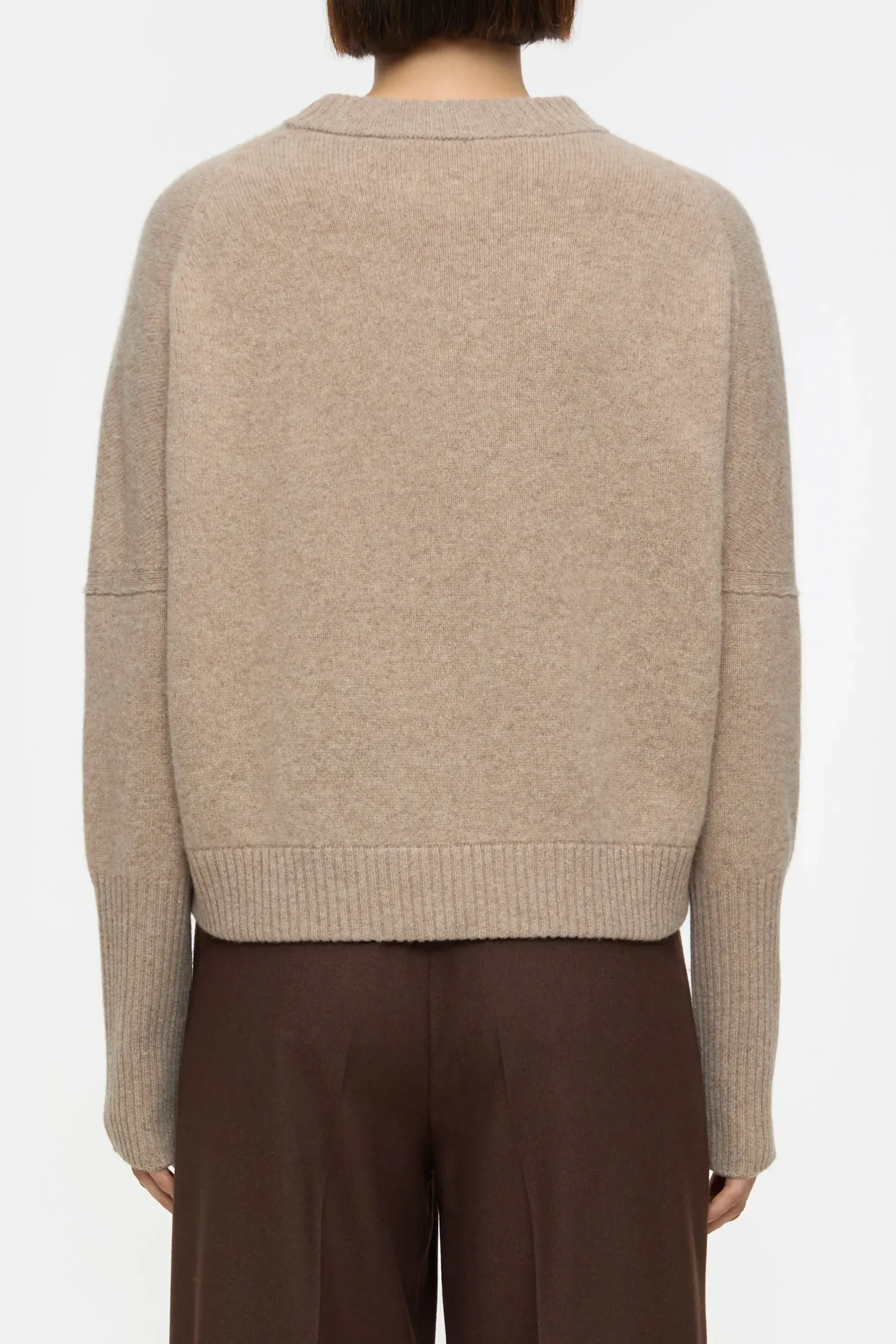 Closed Strick*Rundhalspullover aus Wolle Darkchinobeige