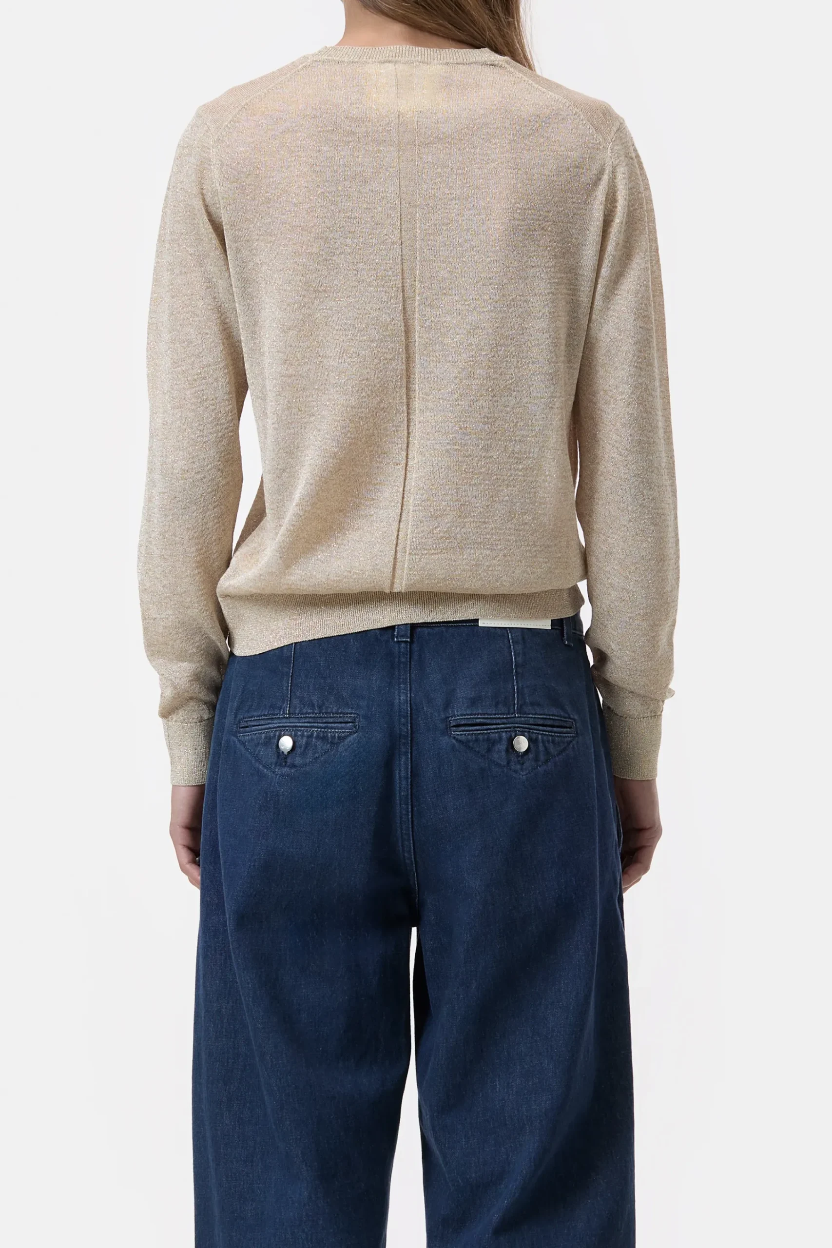 Closed Strick*Rundhalspullover in Lurex-Optik Pearlbeige