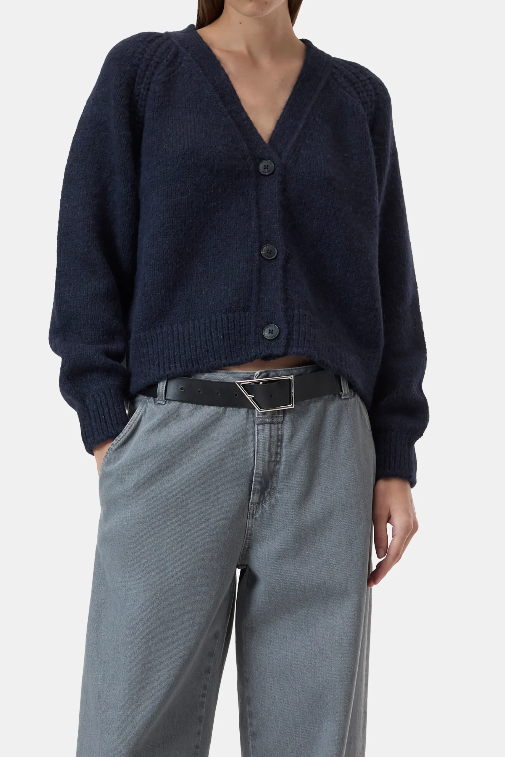 Closed Strick*Strickjacke aus Alpaka-Mix Darknight