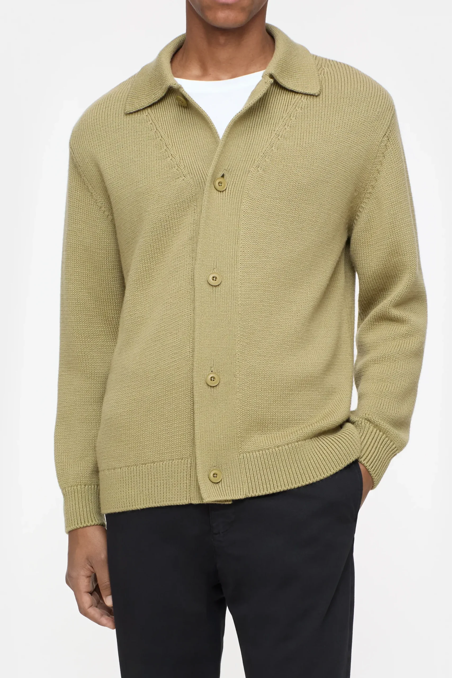 Closed Strick*Strickjacke aus Woll-Mix Herbalgreen