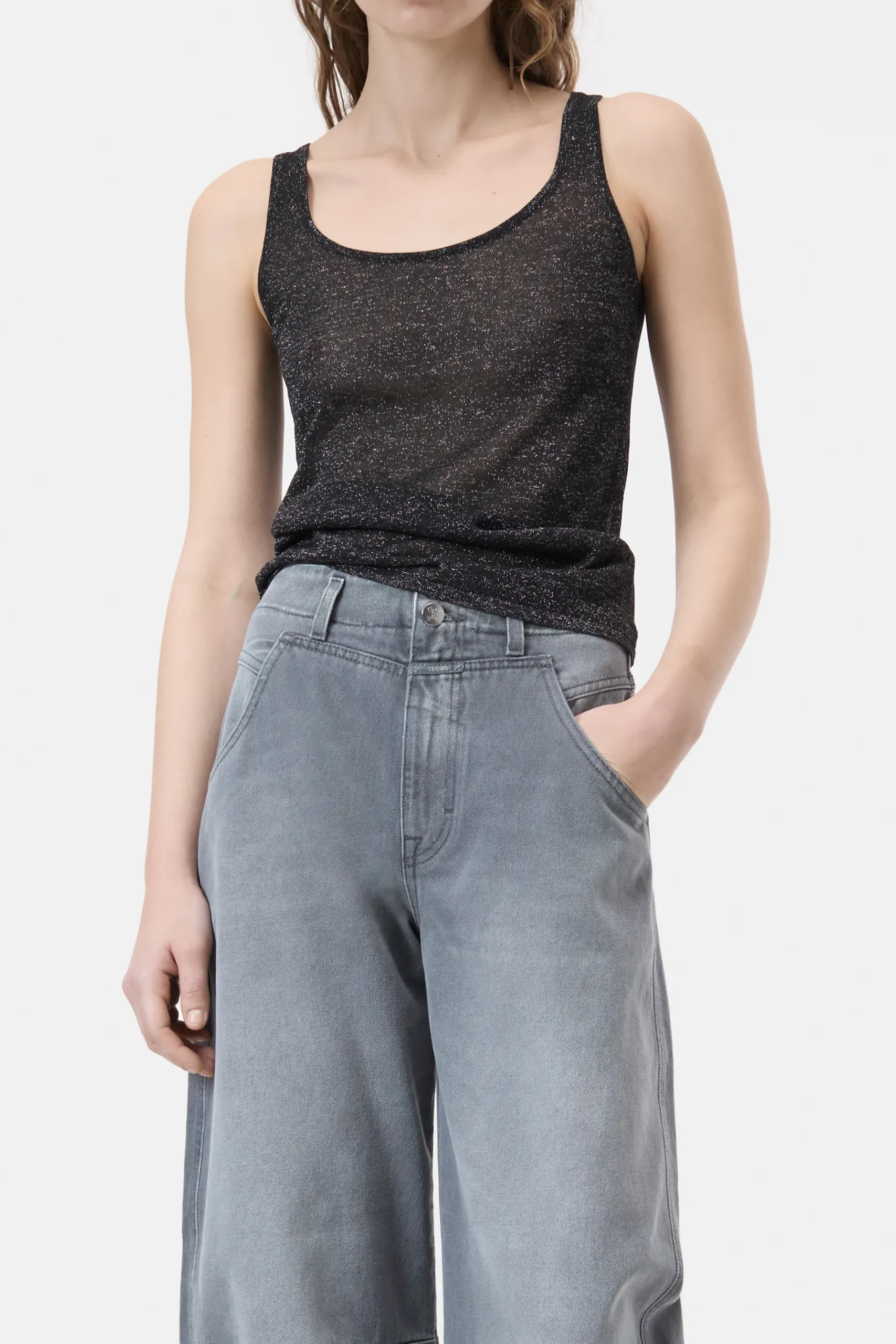 Closed Strick*Stricktop in Lurex-Optik Black