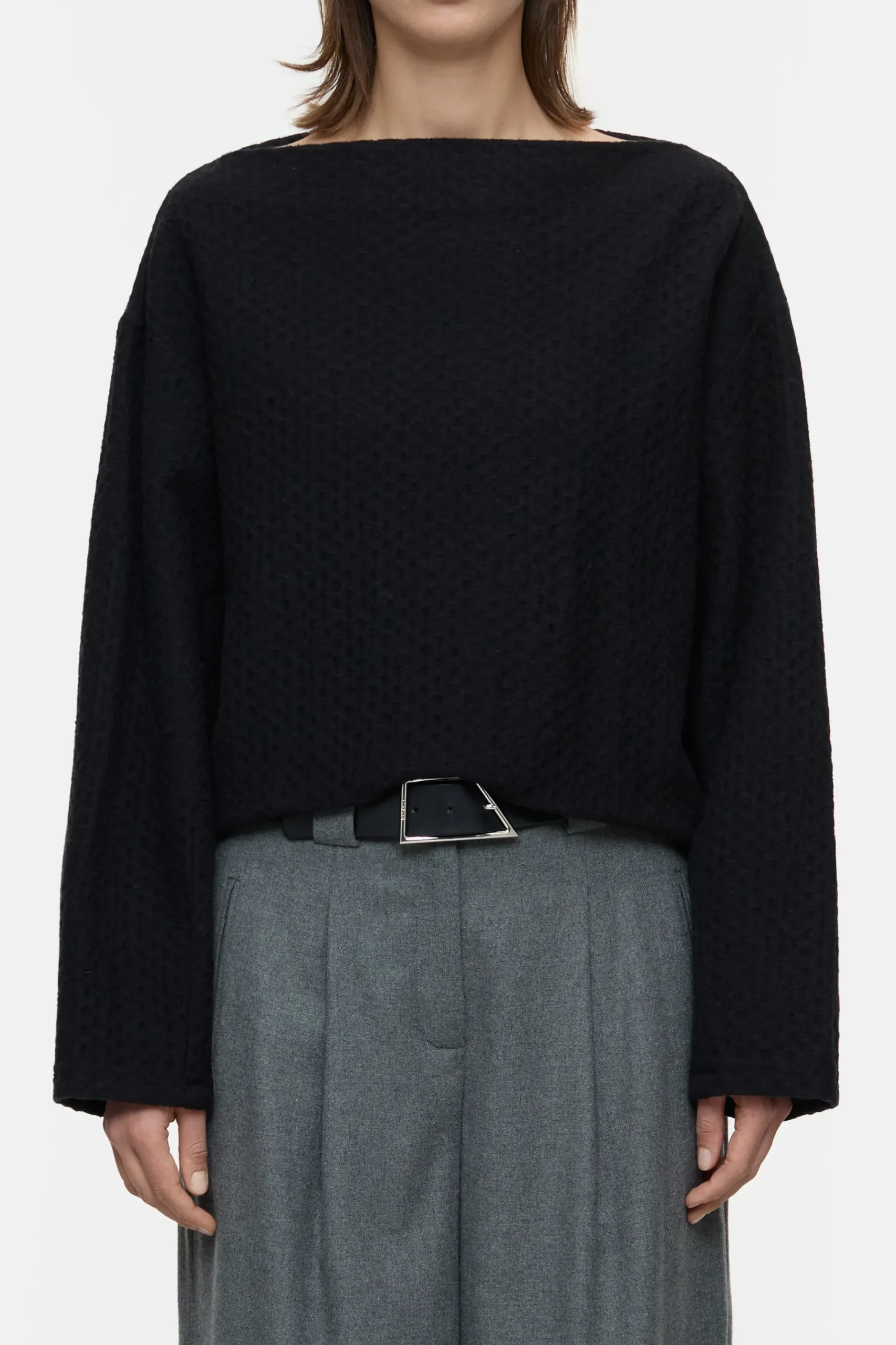 Closed Sweatshirts*Sweatshirt aus Woll-Mix Black