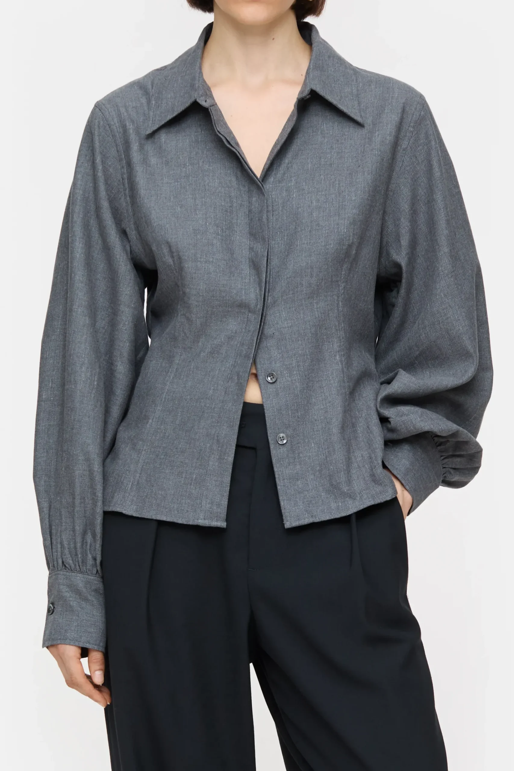 Closed Shirts & Blusen*Taillierte Bluse aus Baumwoll-Twill Darkgreymelange