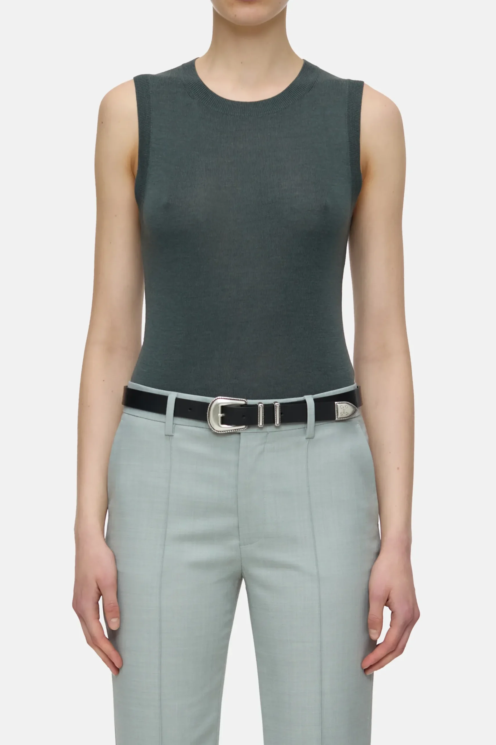 Closed T-shirts | Strick*Top aus Bio-Woll-Mix Pinigreen