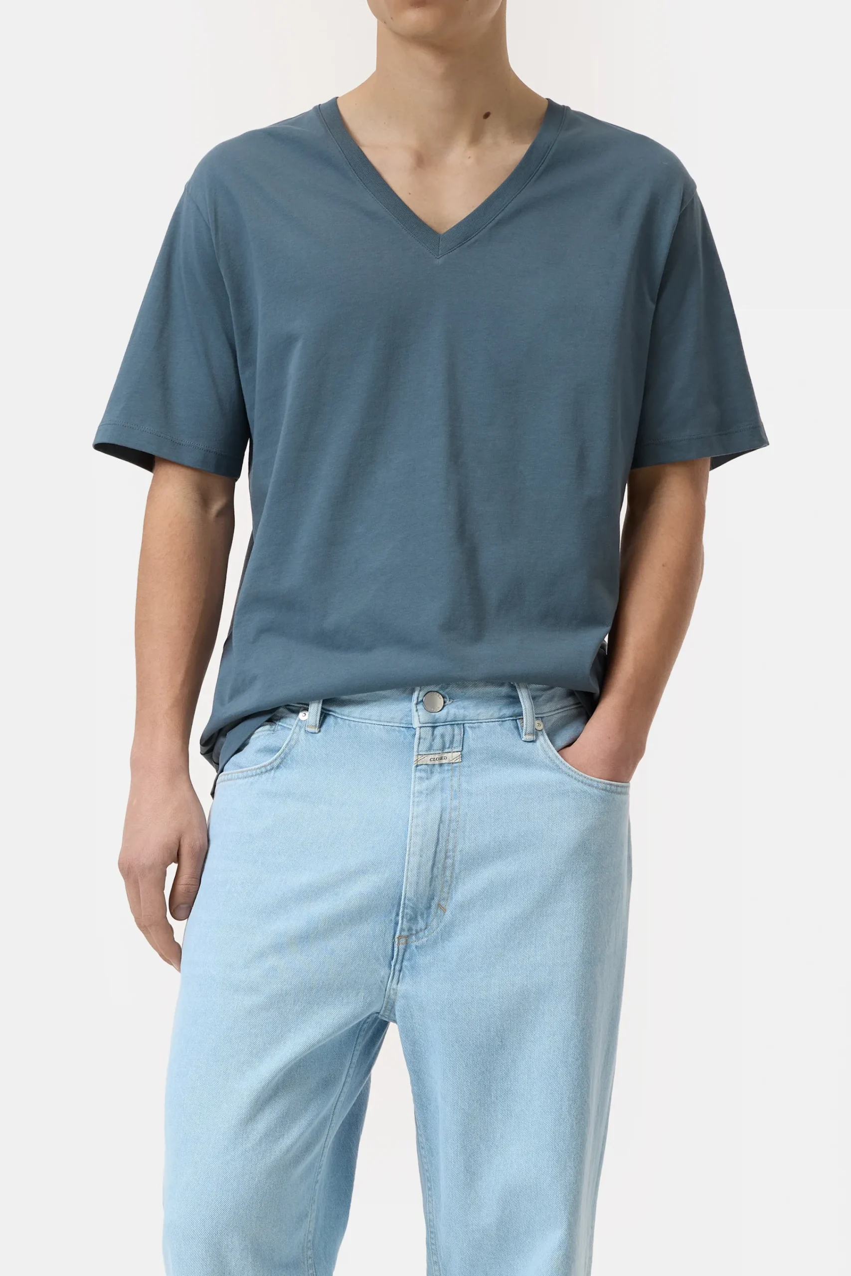 Closed T-shirts*V-Neck T-Shirt aus Baumwolle Graphiteblue