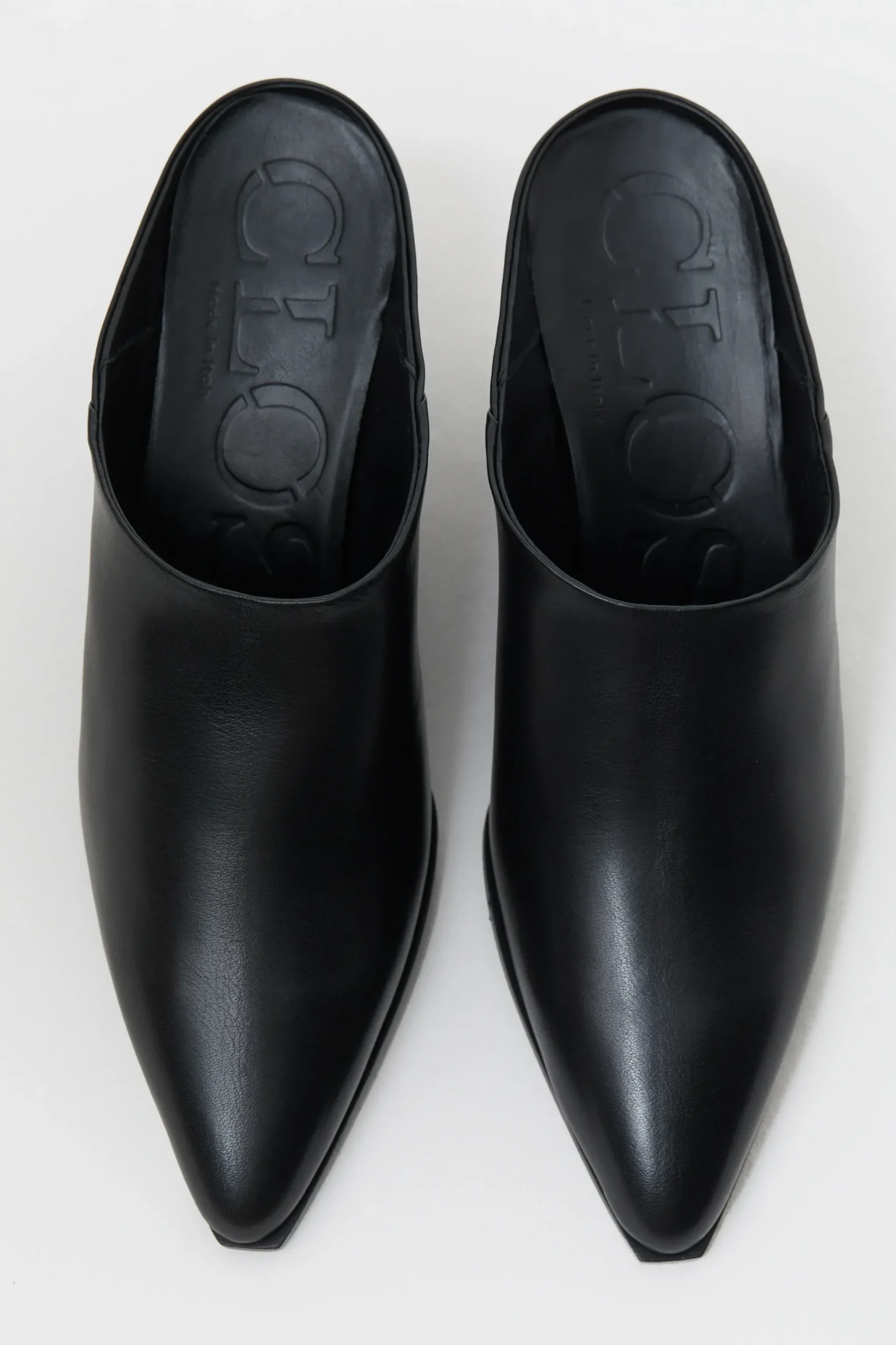 Closed Lederschuhe*Wedge Mules aus Leder Black