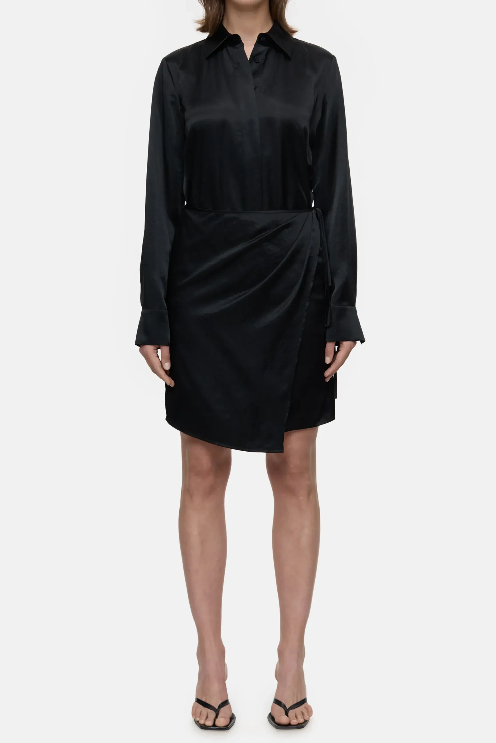 Closed Kleider*Wickelkleid aus Satin Black